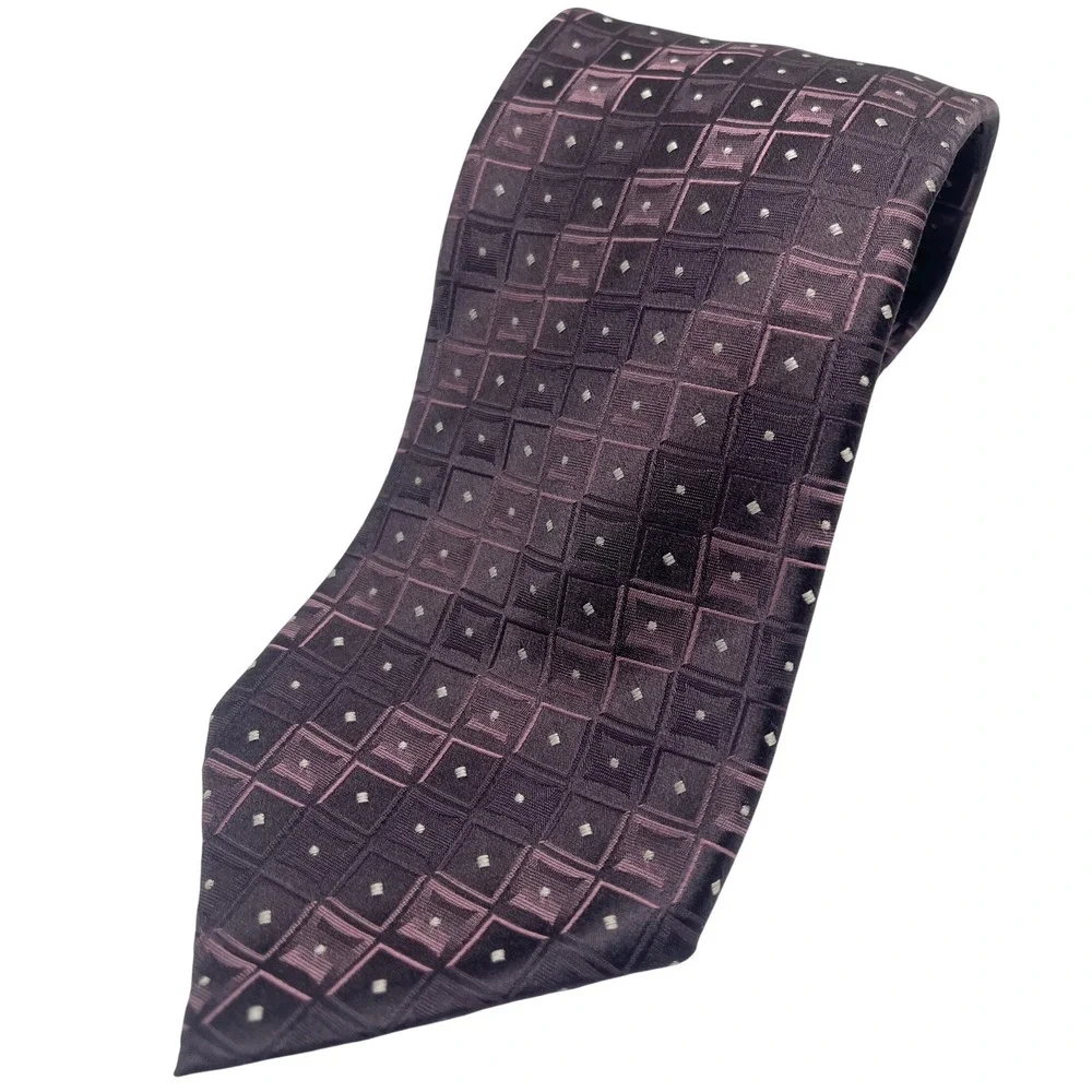 Vintage Brioni‎ Handmade Silk Tie Italy Geometric Deep purple Classic Luxury